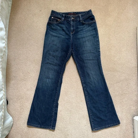 Eddie Bauer Dark Wash Boot Cut Jeans w/ embroidered details - Picture 3 of 7